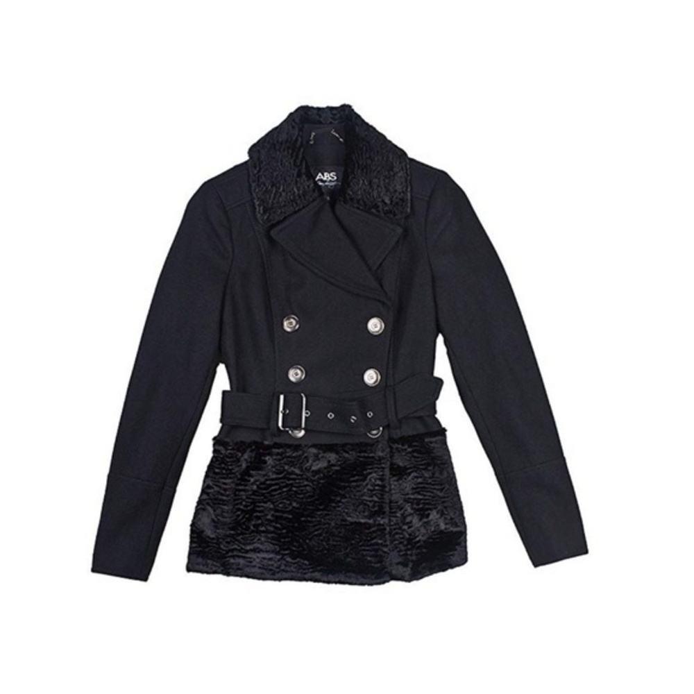 ABS by Allen Schwartz Faux Fur Military Jacket *S